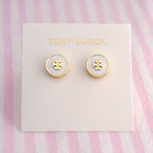 Tory Burch Kira Enamel Stud in White - Brand New